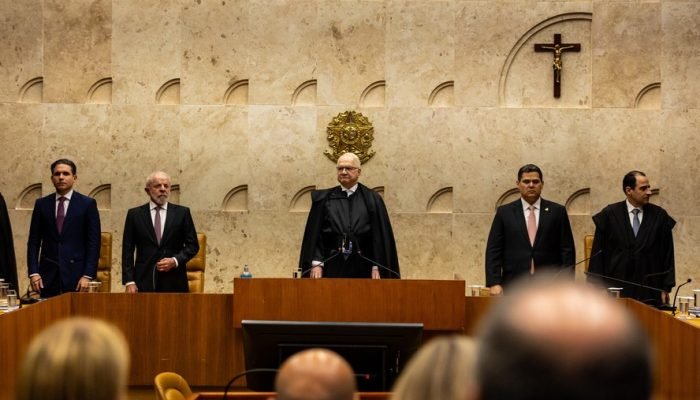 Abertura do ano do Judiciário: ao centro, o presidente do STF, Edson Fachin — Foto: Brenno Car...