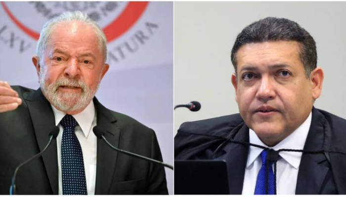 Lula e ministro Nunes Marques — Foto: AFP e Reprodução
